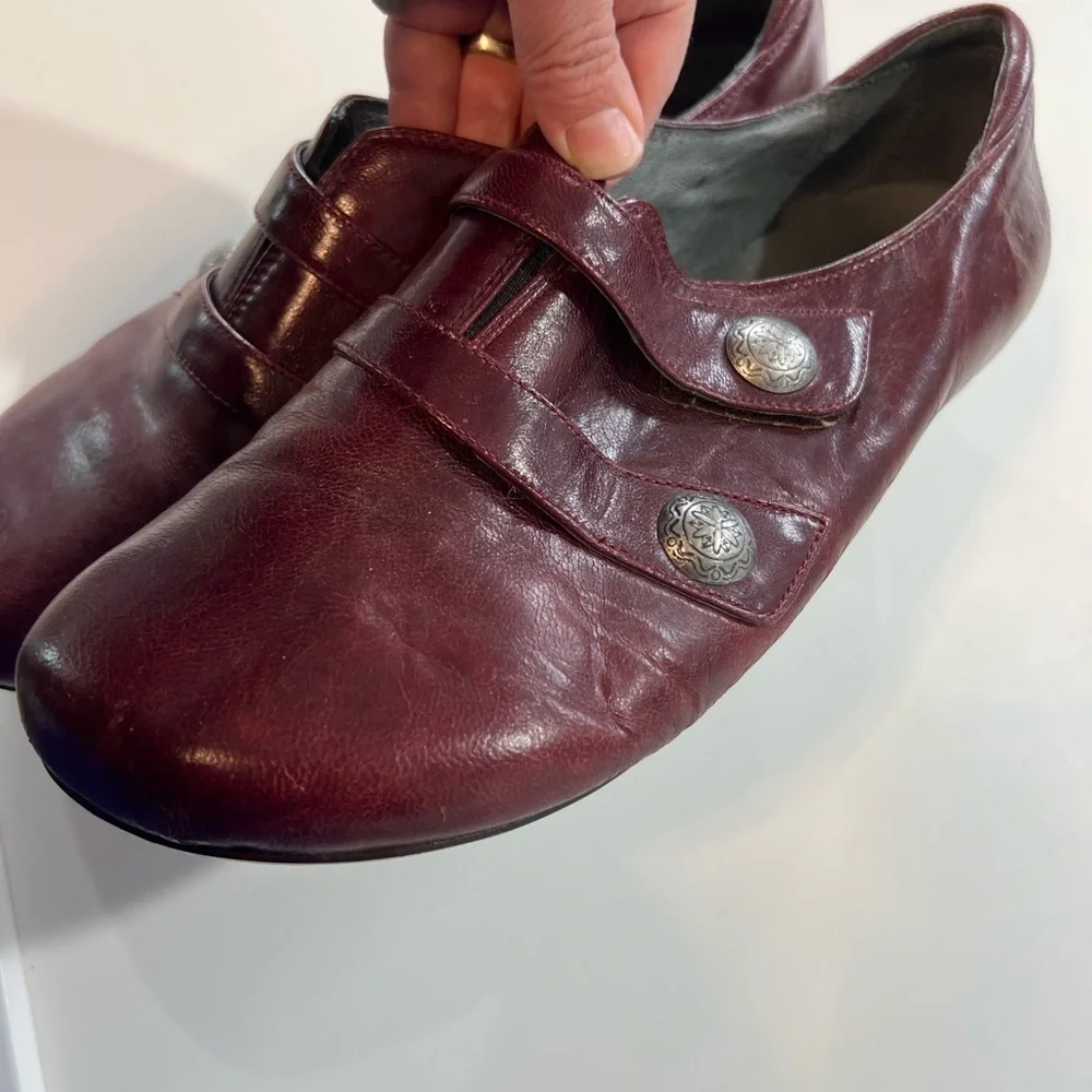 Red Leather Loafers with Vintage Charm and Sturdy Sole